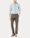Front view of model wearing Chocolate Chip Crafted Khaki Pants, Slim Tapered Fit.