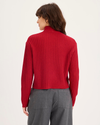 Back view of model wearing Fire Whirl Mockneck Sweater, Relaxed Fit.