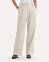 View of model wearing Grit Signature Iron Free Khakis, High Wide with Stain Defender®.