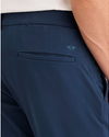 View of model wearing Ocean Blue Go Activeflex Chino, Skinny Fit.