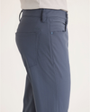 Side view of model wearing Ombre Blue Go Airweave 5-Pocket, Slim Tapered Fit.